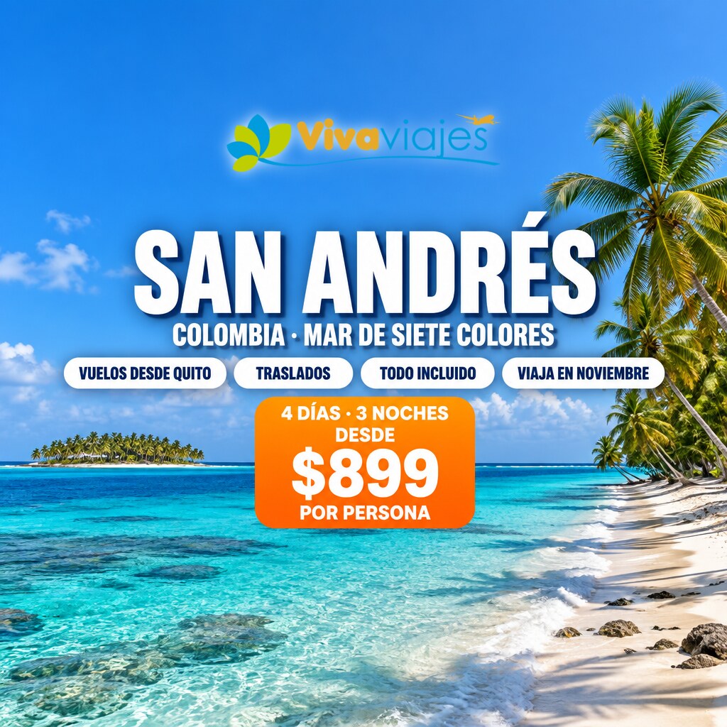 Paquete San Andrés noviembre 2026: 4 días todo incluido desde $899 por persona, con el mar de siete colores y Johnny Cay