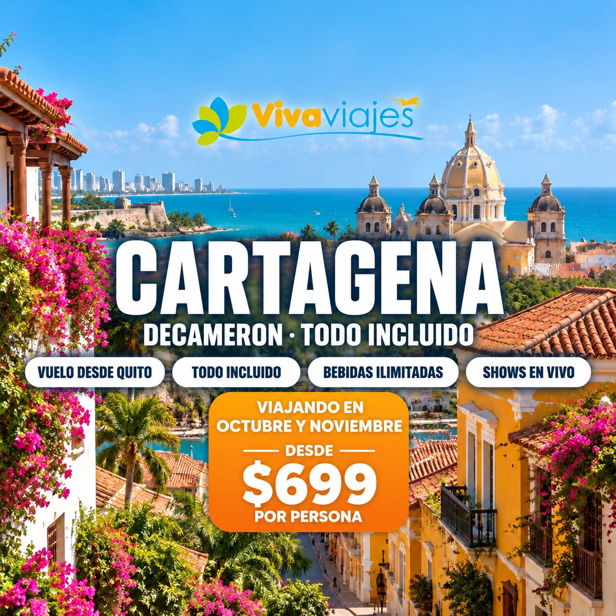 Paquete Decameron Cartagena todo incluido: 4 días desde $699 por persona, viajando en octubre y noviembre, con la ciudad amurallada