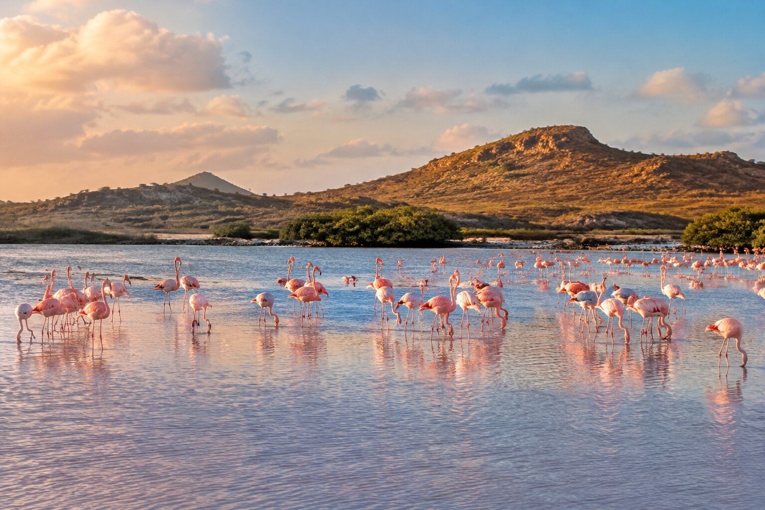 Flamencos en las salinas de Jan Kok, en Curazao