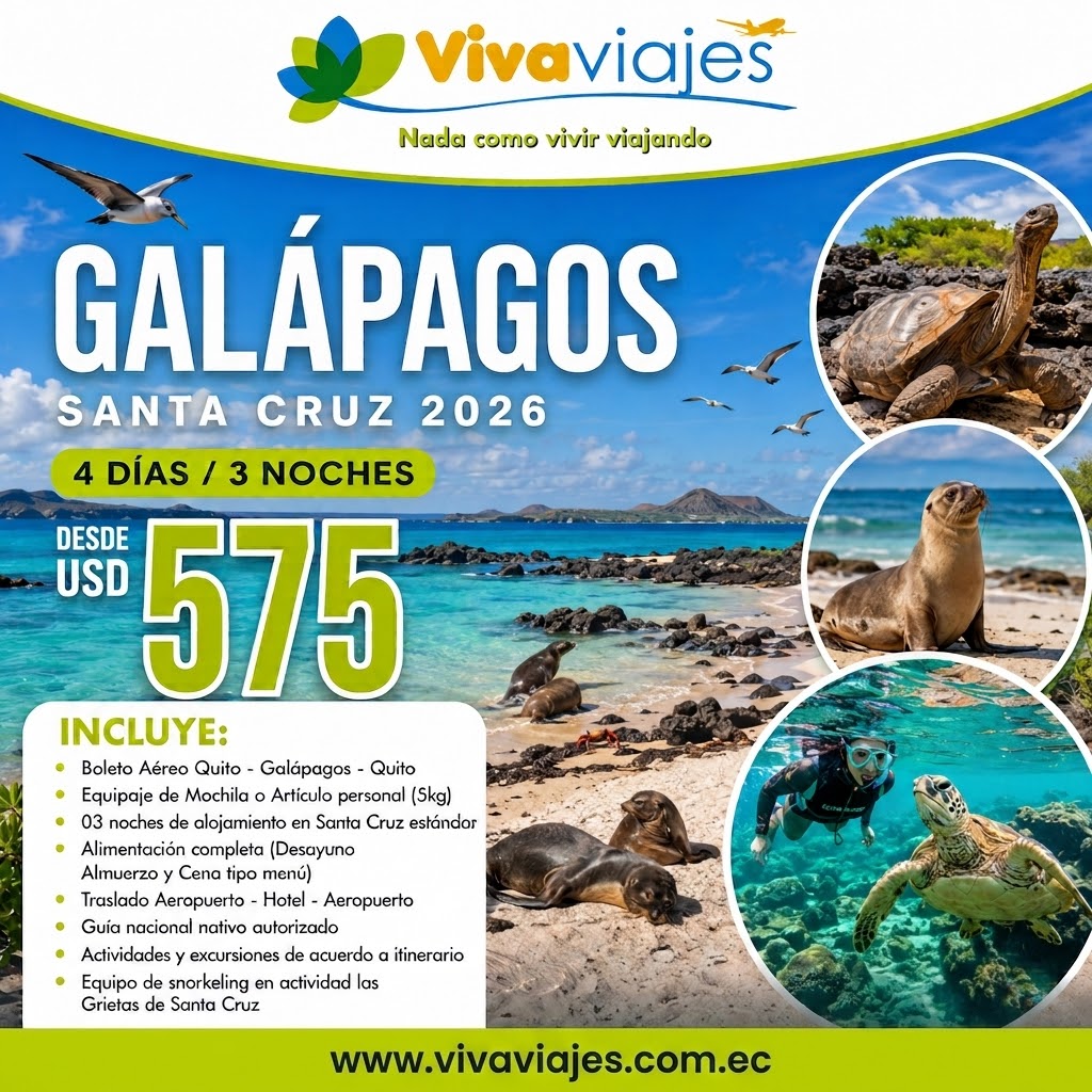 oferta de 575 para Galápagos Santa Cruz 2026, 4 días 3 noches