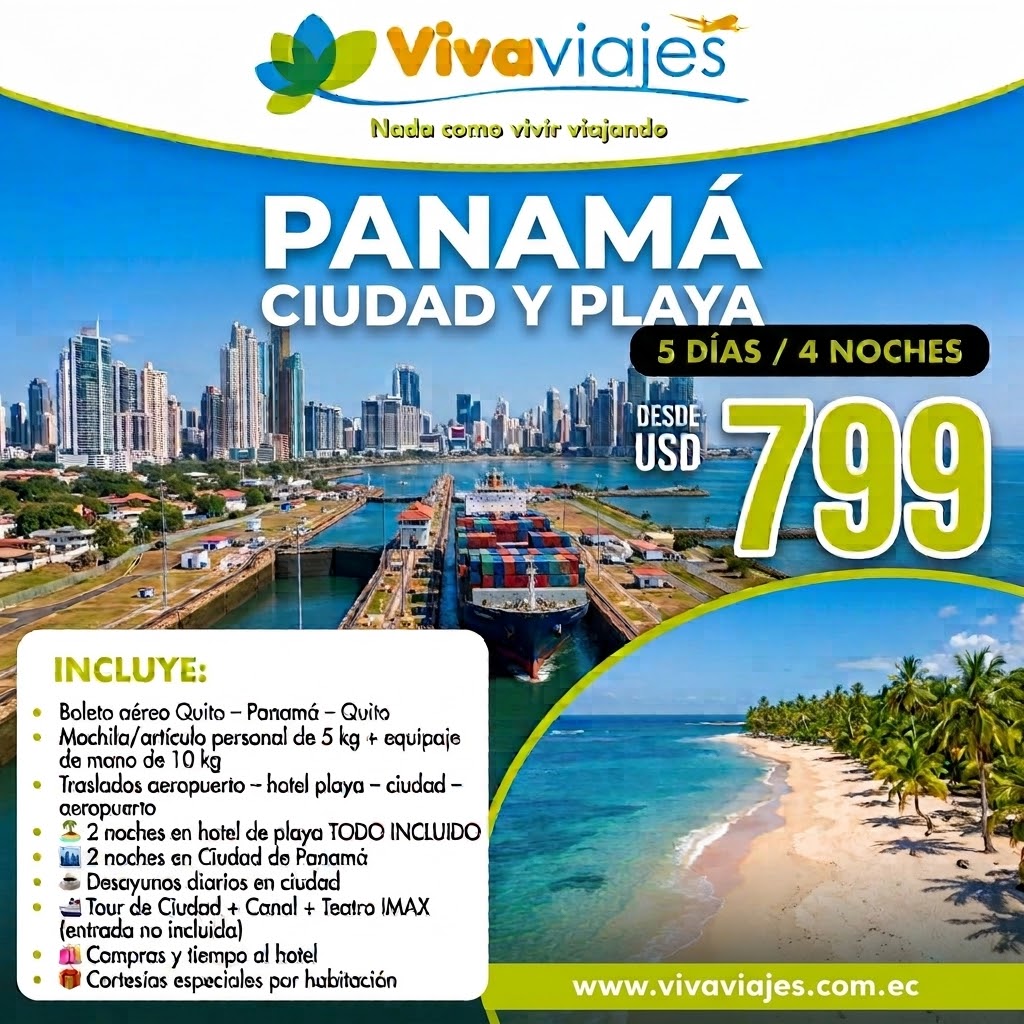 oferta de 799 para Panamá Ciudad y Playa, 5 días 4 noches