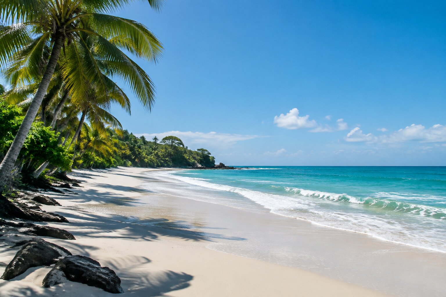 Playa del Pacífico panameño con palmeras