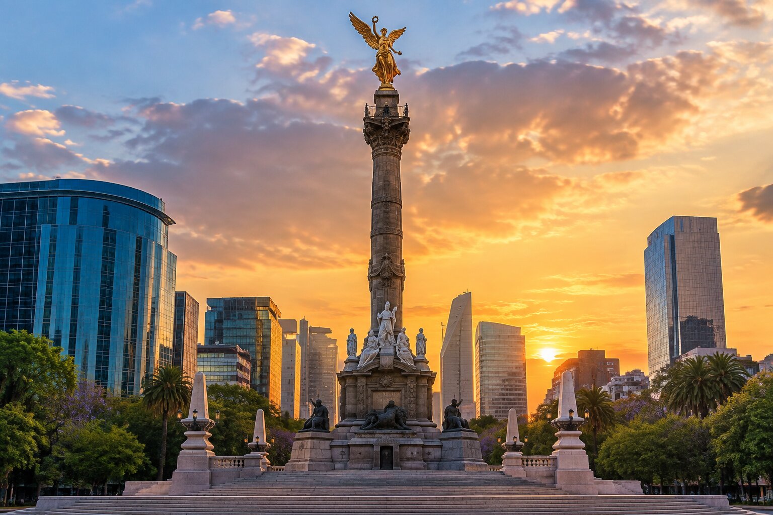 El Ángel de la Independencia en el Paseo de la Reforma