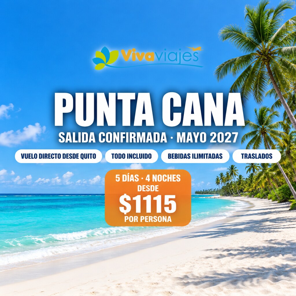 Paquete Punta Cana mayo 2027: 5 días todo incluido desde $1115 por persona, con palmeras en la playa de Bávaro