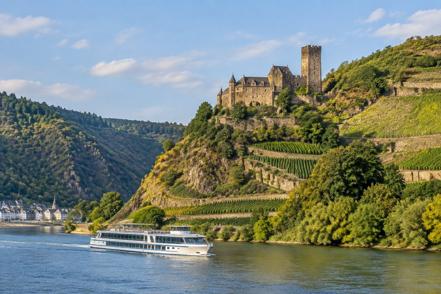 Un castillo medieval sobre el valle del Rin, en Alemania