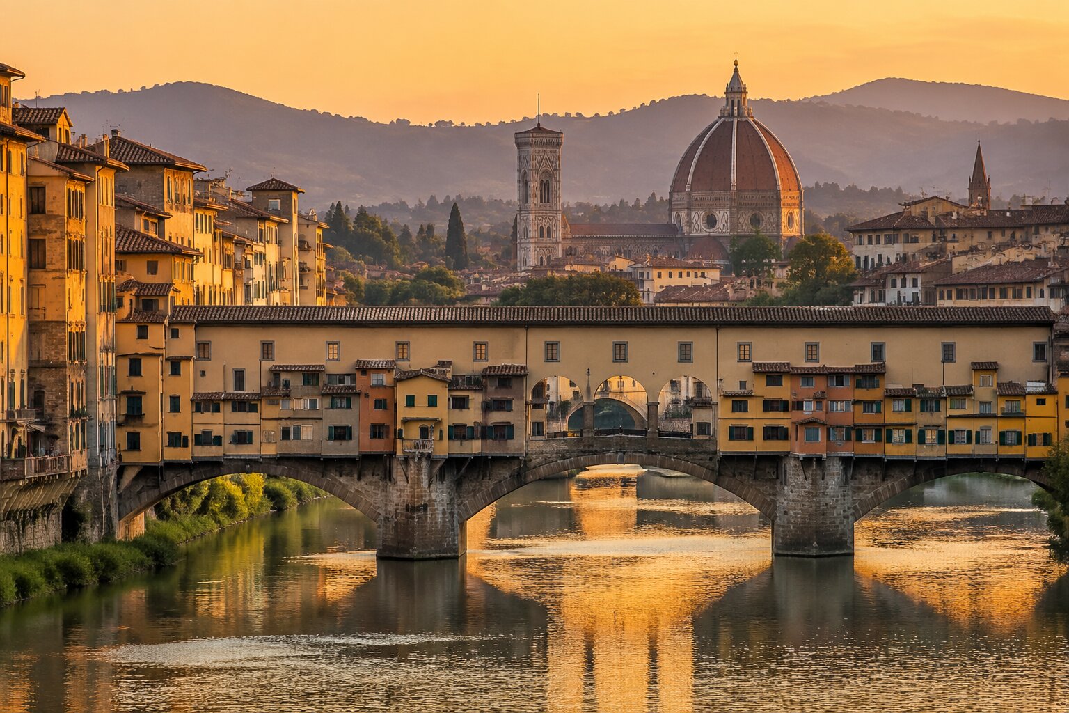 El Ponte Vecchio sobre el río Arno en Florencia