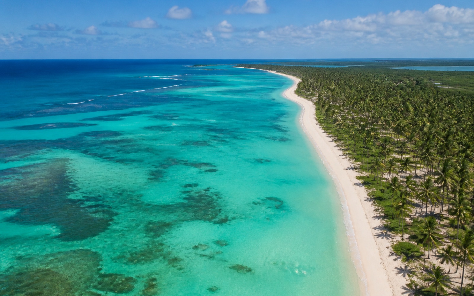 Mar Caribe turquesa y arena blanca en Punta Cana, vista desde arriba